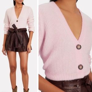 Intermix Priscilla Crop Cardigan Pastel Pink Alpaca Wool Blend